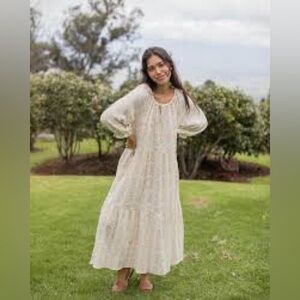 Neuflora cotton gauze Neutral Beige Floral size medium Isabella dress cream